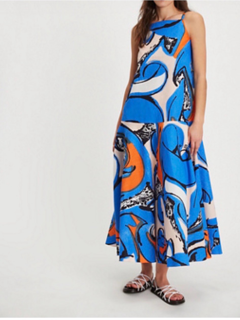 Marimekko Antra Eldfamn Abstract Maxi Dress Size Eu 36